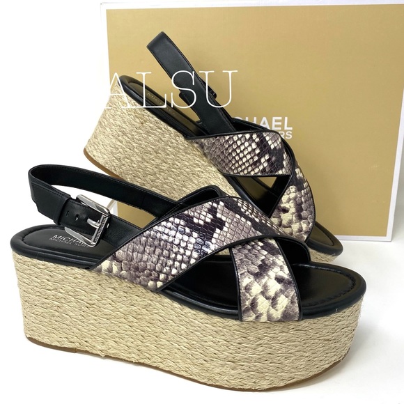 Michael Kors Wmns Sandal Jodi Mid Wedge Le Natural - Picture 2 of 9